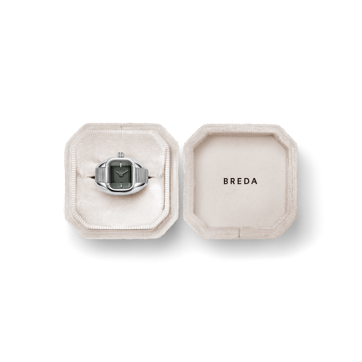Breda Nocturne Time Ring Silver/Smoke 1755B