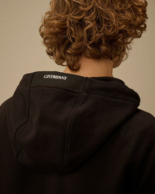 C.P. Company Diagonal Raised Fleece Lens Full Zip Hoodie Black RCCMSS716A005086W