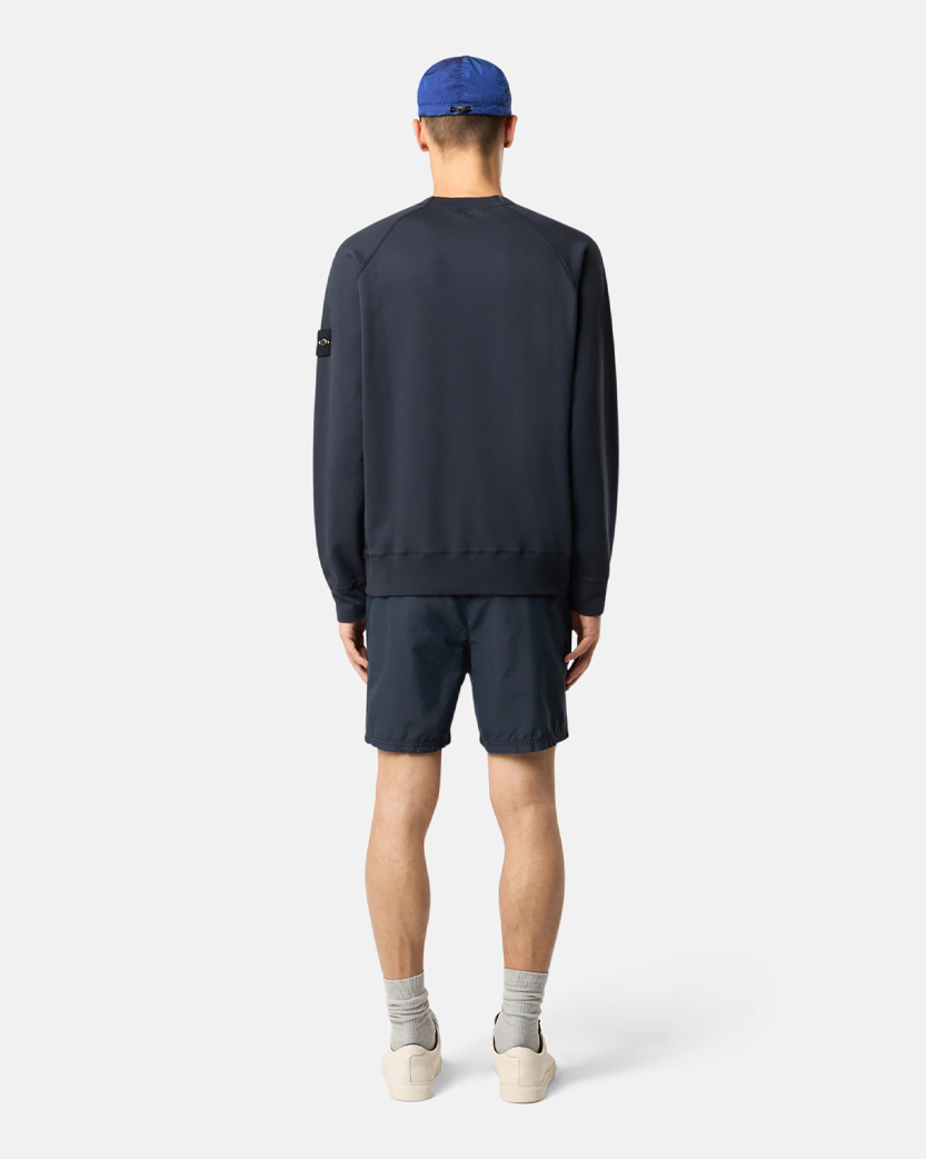 Stone Island 6100023 Light Organic Cotton Fleece Sweatshirt Navy Blue