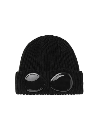 C.P. Company Extra Fine Merino Wool Goggle Beanie Black