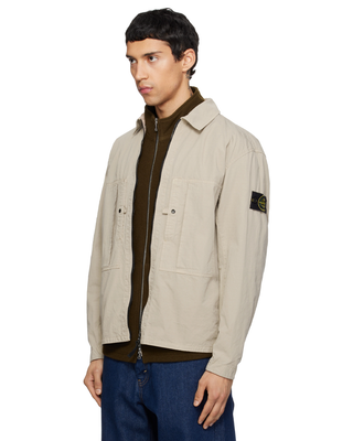 Stone Island 1200005 MERCERISED ORGANIC COTTON RIPSTOP Zip Overshirt Beige