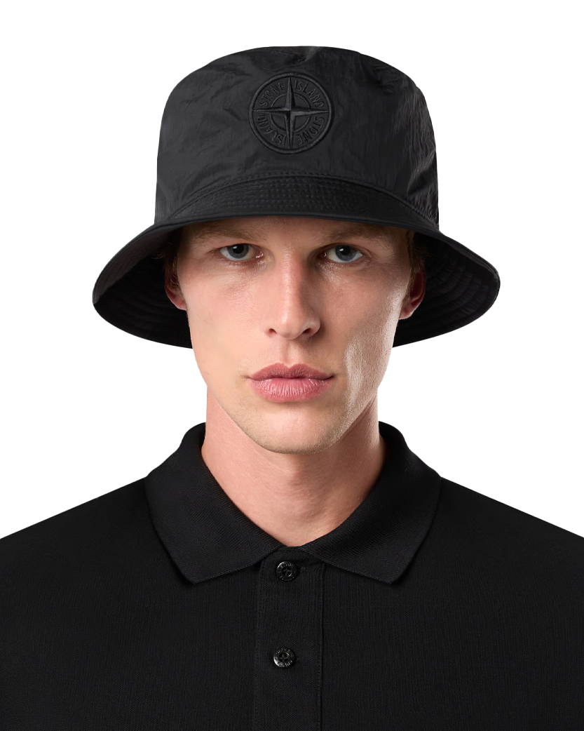 Stone Island 9100009 Nylon Metal Logo Bucket Black
