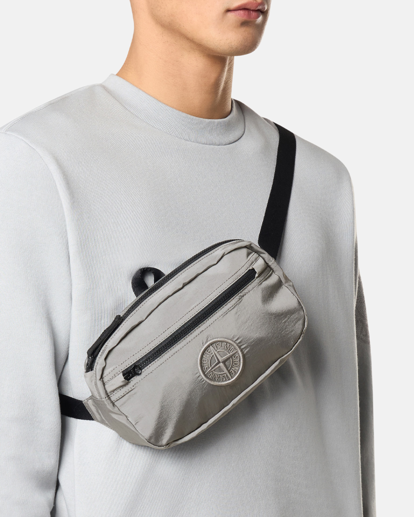 Stone Island 9200915 NYLON METAL IN ECONYL® Padded Belt Bag Pearl Grey