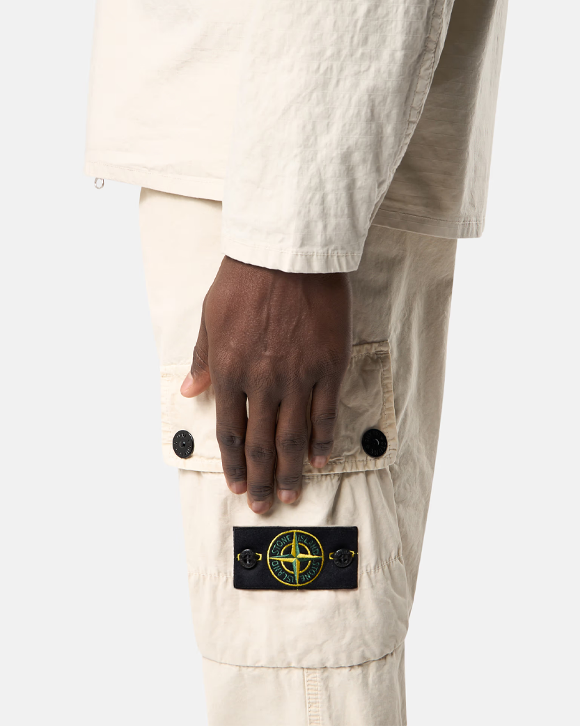 Stone Island 3100303 Brushed Organic Cotton Canvas 'OLD' Effect Pants Sand