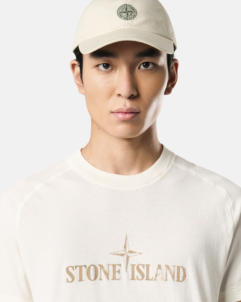 Stone Island 2100020 Organic Cotton 'Institutional Two' Print T-Shirt Ivory