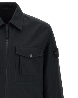 Stone Island 1200011 Cotton Overshirt Ghost Black