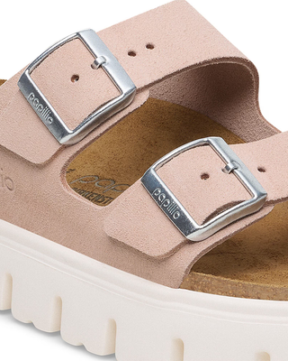 Birkenstock Arizona Platform Suede Leather Slides Light Rose 1029117
