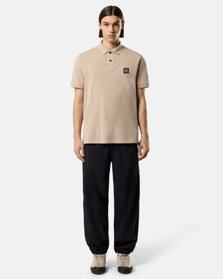 Stone Island 22002SC Organic Cotton Elastane Pique Polo T-Shirt Desert Beige