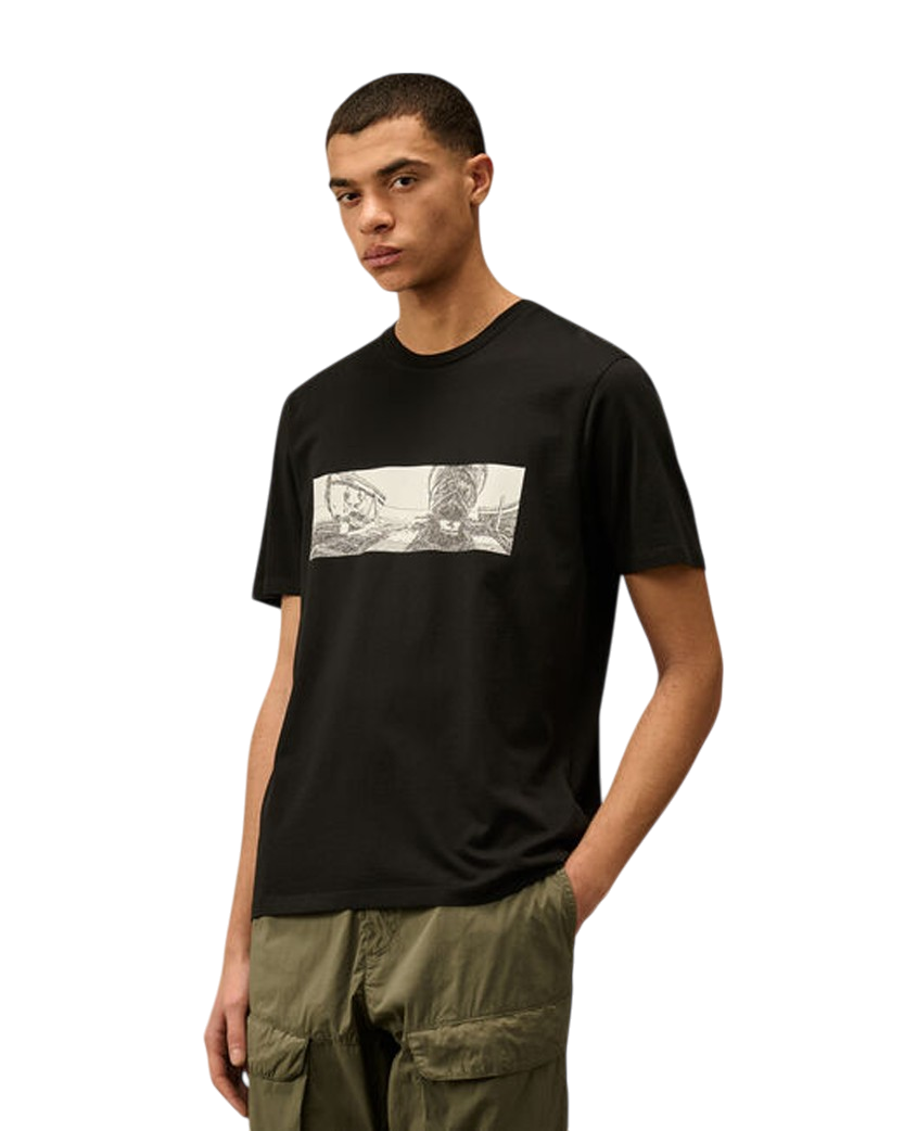 C.P. Company 24/1 Jersey Back Letter T-Shirt Black 18CMTS319A005431G