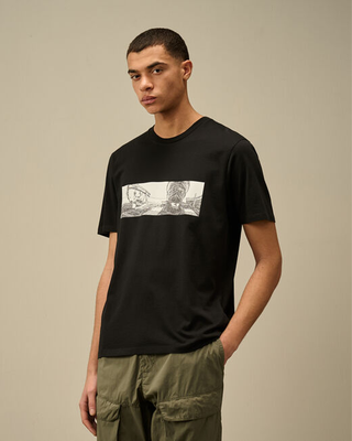 C.P. Company 24/1 Jersey Back Letter T-Shirt Black 18CMTS319A005431G
