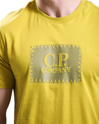 C.P. Company Jersey 30/1 Short Sleeve Logo Label T-Shirt Antique Moss Yellow 20CMTS723A005100W