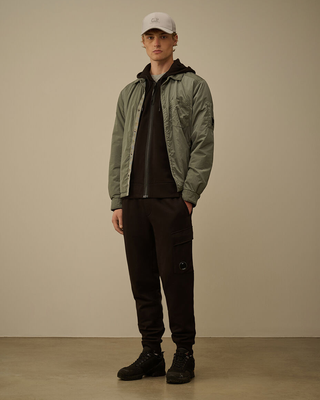 C.P. Company Diagonal Raised Fleece Lens Full Zip Hoodie Black