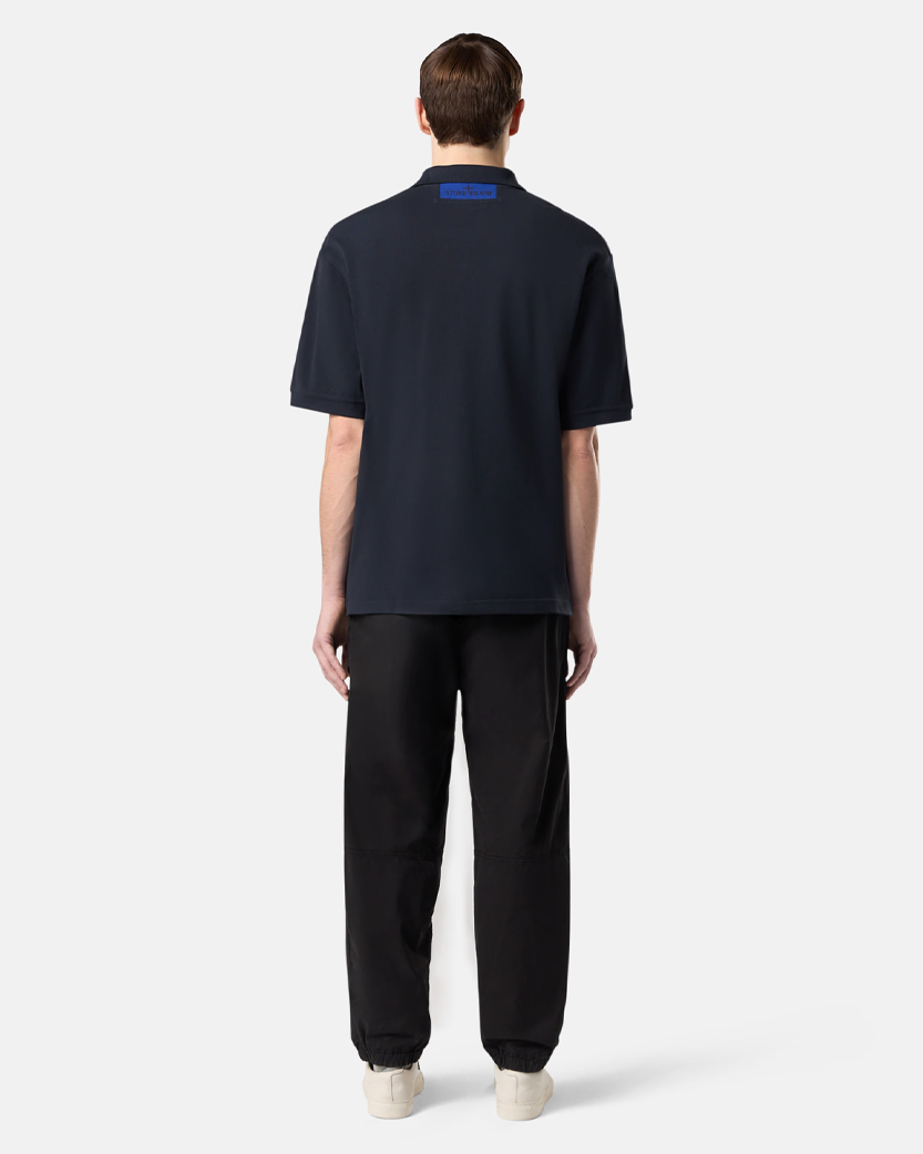 Stone Island 2200002 50/2 ORGANIC COTTON PIQUE Short-sleeve Polo Shirt Navy Blue
