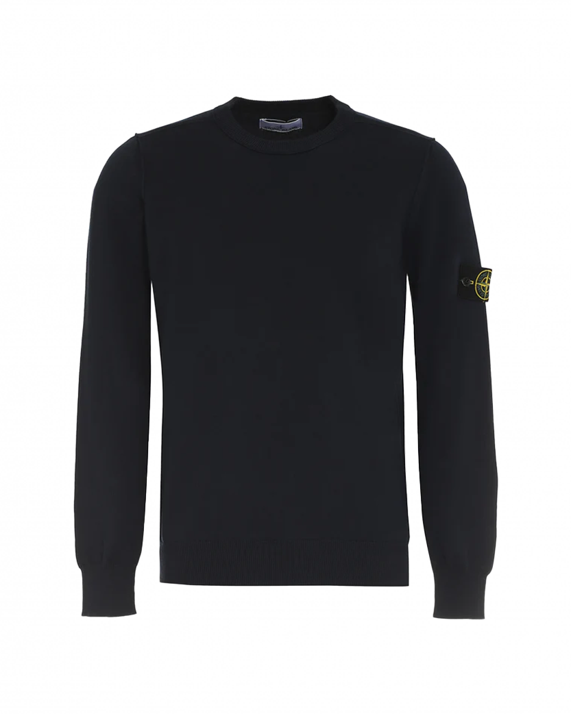 Stone Island 8015540 Cotton Crew-Neck Sweater Blue