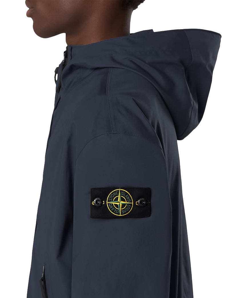 Stone Island 4100079 SUPIMA Cotton Canvas Hooded Jacket Navy Blue