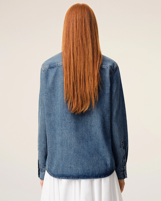 Ami Paris Cotton Ami De Coeur Denim Shirt Blue