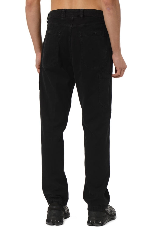 Stone Island 3100008 ORGANIC PANAMA COTTON 'OLD' EFFECT Pants Black