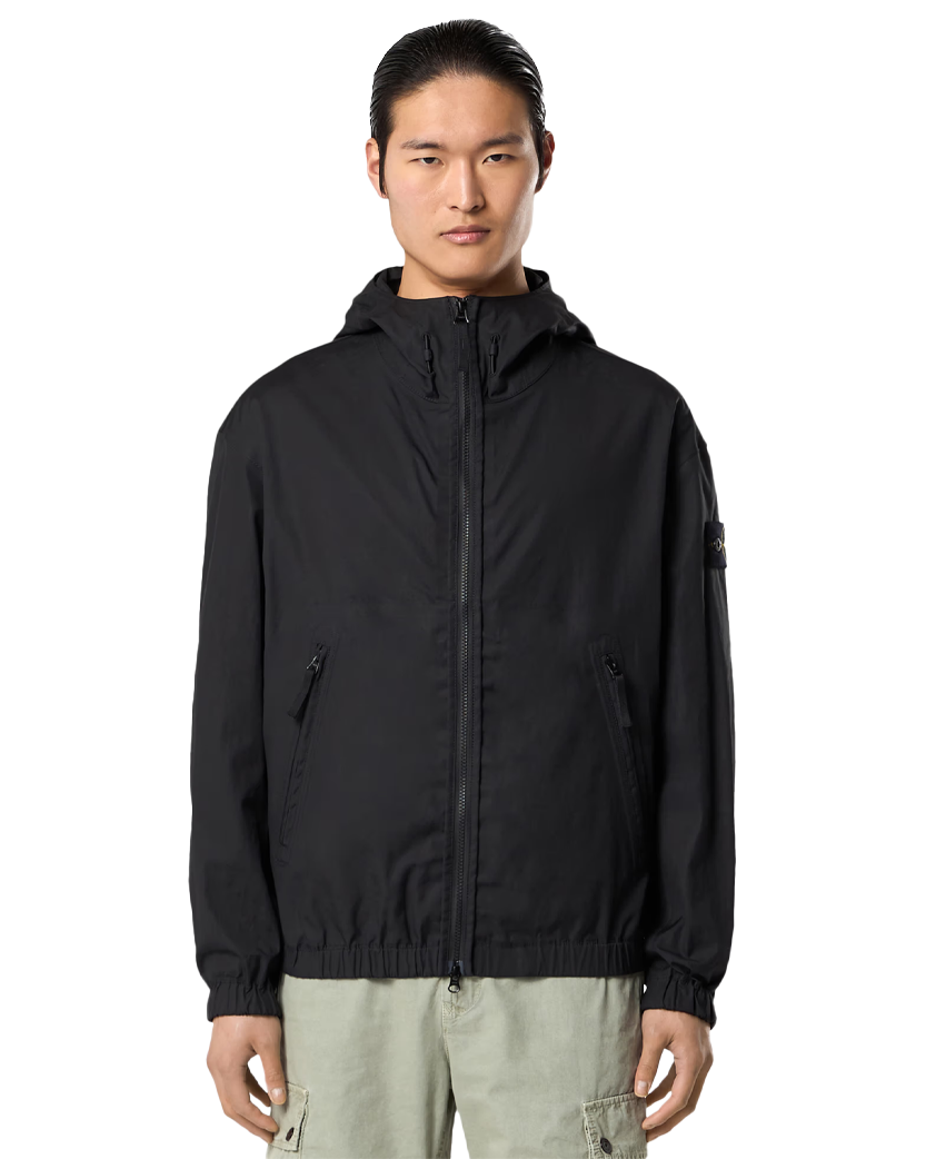 Stone Island 4100079 SUPIMA Cotton Canvas Hooded Jacket Black
