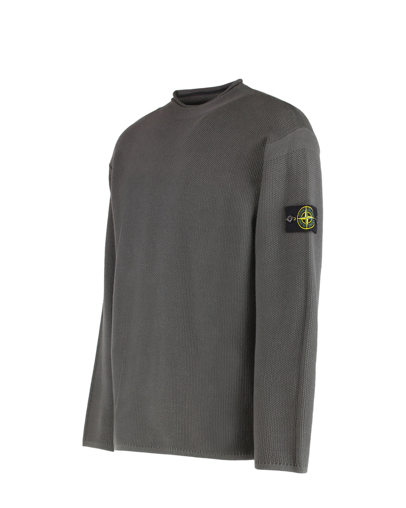Stone Island 5100063 COTTON NYLON Mock Neck Jumper Lead Grey