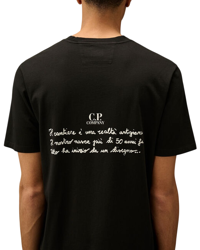 C.P. Company 24/1 Jersey Back Letter T-Shirt Black 18CMTS319A005431G