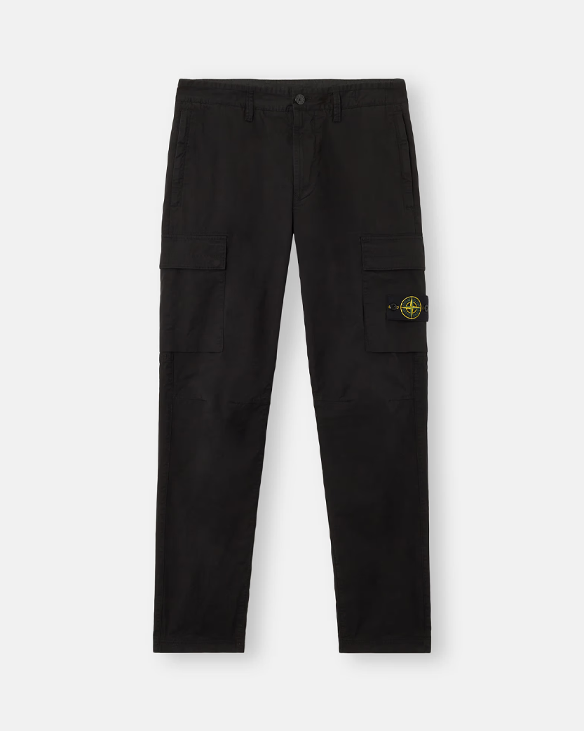Stone Island 3100304 SUPIMA Cotton Twill Stretch-TC Cargo Pants Black