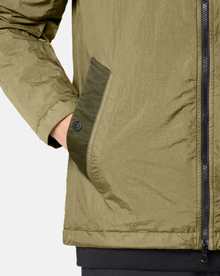 Stone Island 4100001 CRINKLE REPS NY Hooded Jacket Military Green