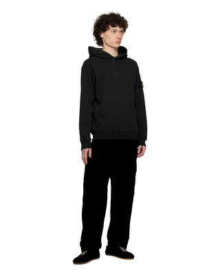 Stone Island 6100037 MALFILÉ FLEECE 'OLD' EFFECT Hoodie Black