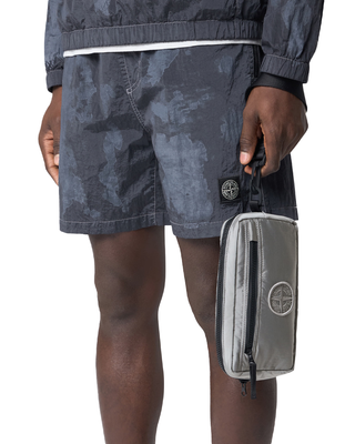 Stone Island 9200917 NYLON METAL IN ECONYL® Padded Zip Pouch Pearl Grey