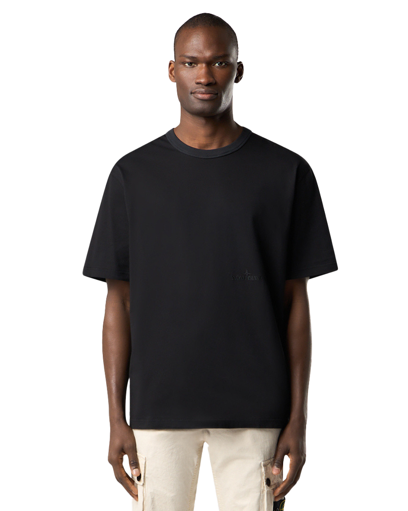 Stone Island 2100038 TEXTURED MERCERIZED COTTON JERSEY T-Shirt Black