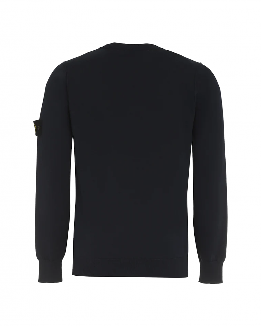 Stone Island 8015540 Cotton Crew-Neck Sweater Blue