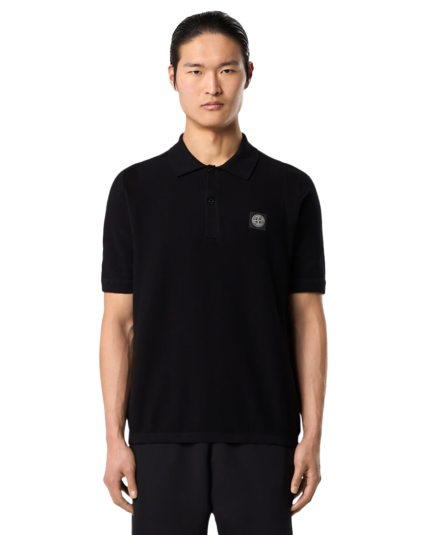 Stone Island 5100033 Soft Organic Cotton Compass Patch Polo T-shirt Black