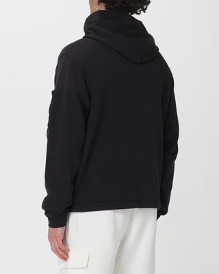 C.P. Company Cotton Diagonal Fleece Zip Hoodie Black 20CMSS039A110044G