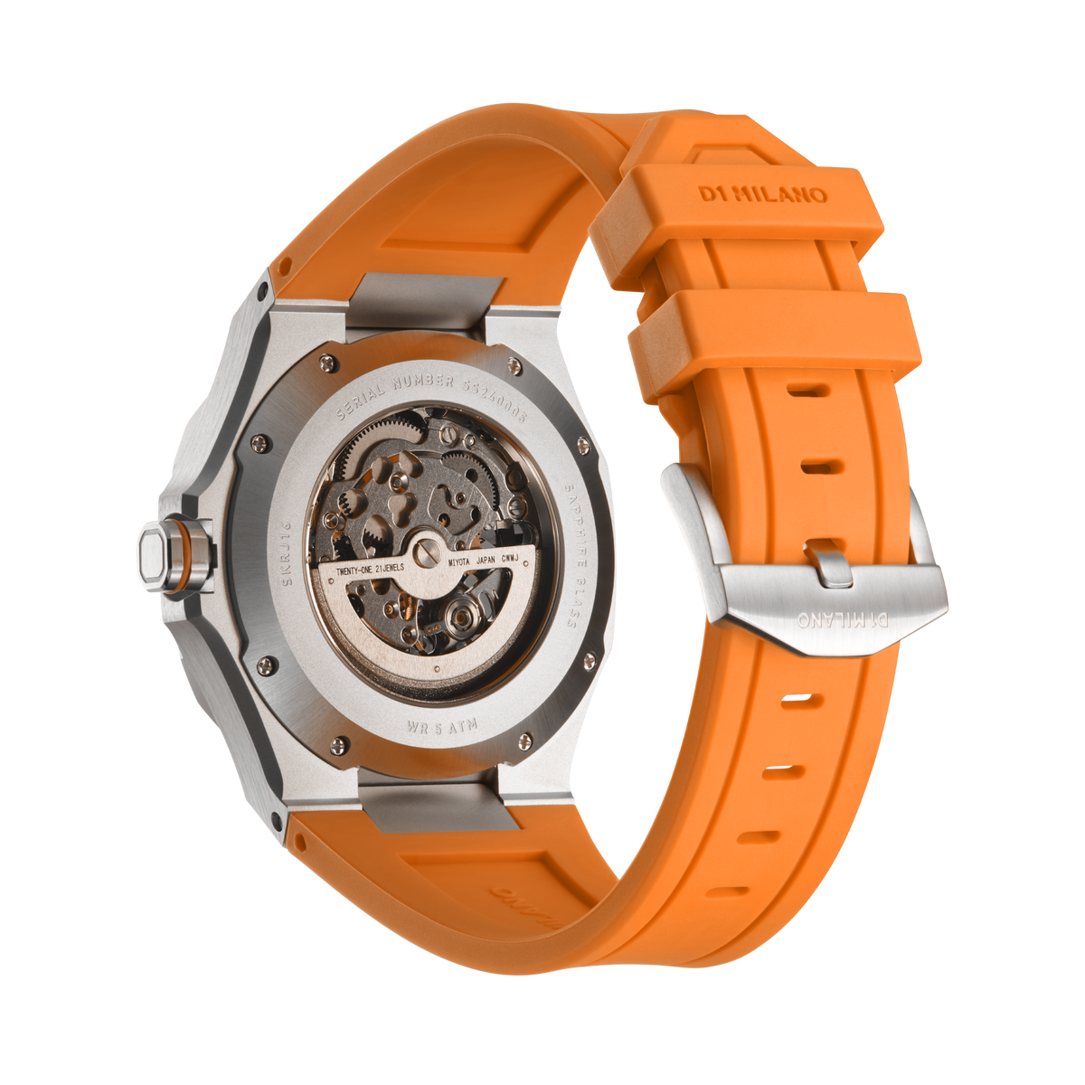 D1 Milano Skeleton Rubber Bracelet 41.5 mm Slice Orange SKRJ16
