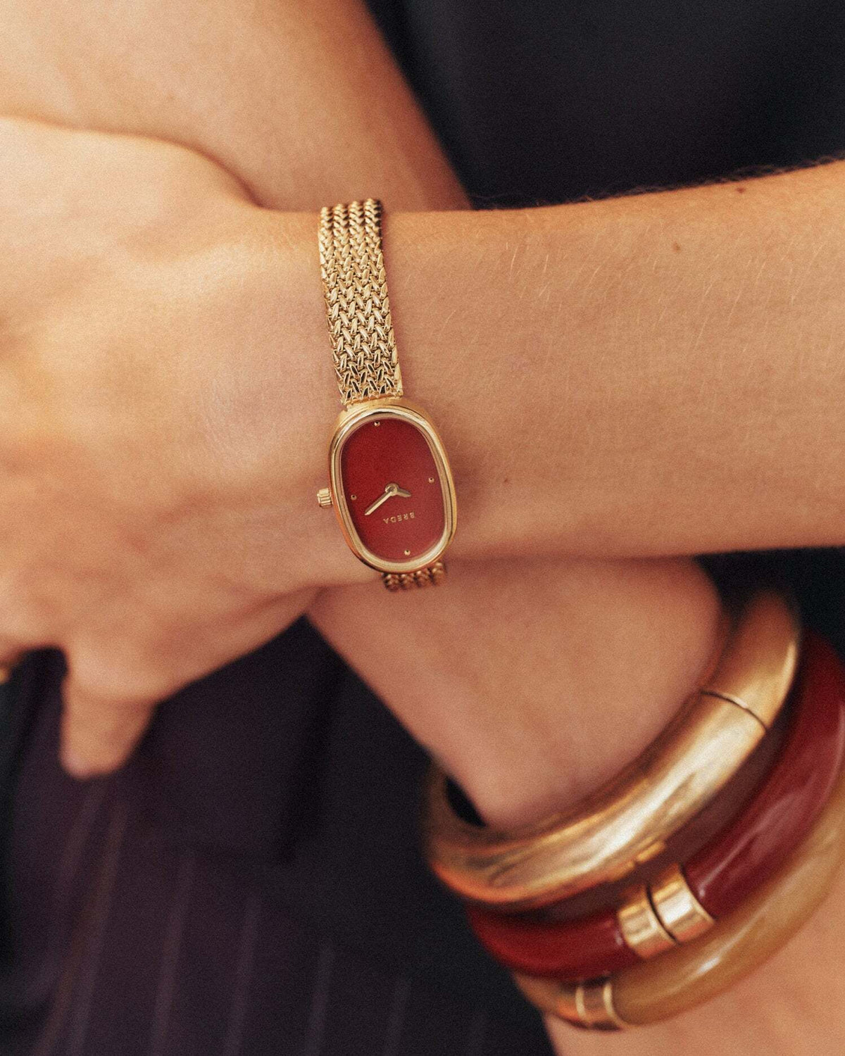 Breda Jane Tethered Small 18mm Gold/Scarlet 1757E