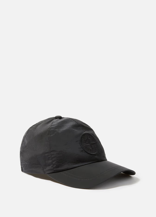 Stone Island 9100995 Nylon Metal 6-Panel Logo Cap Black