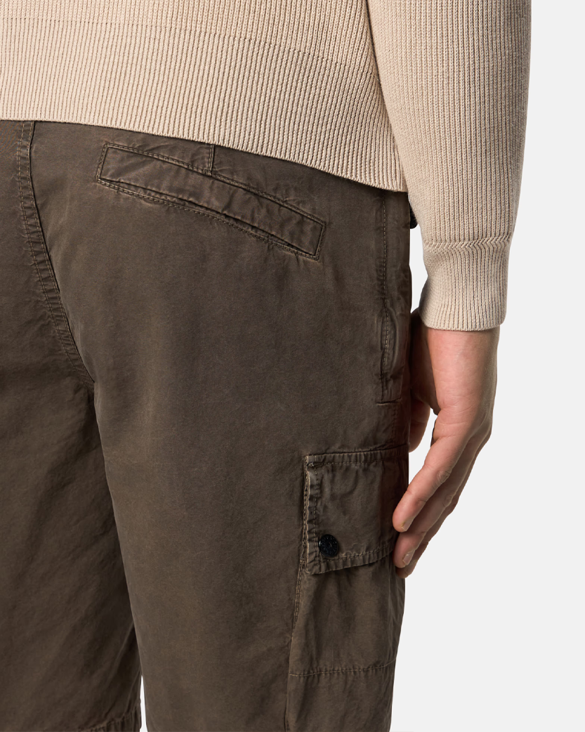 Stone Island L100011 Organic Cotton Canvas 'OLD' Effect Bermuda Shorts Green