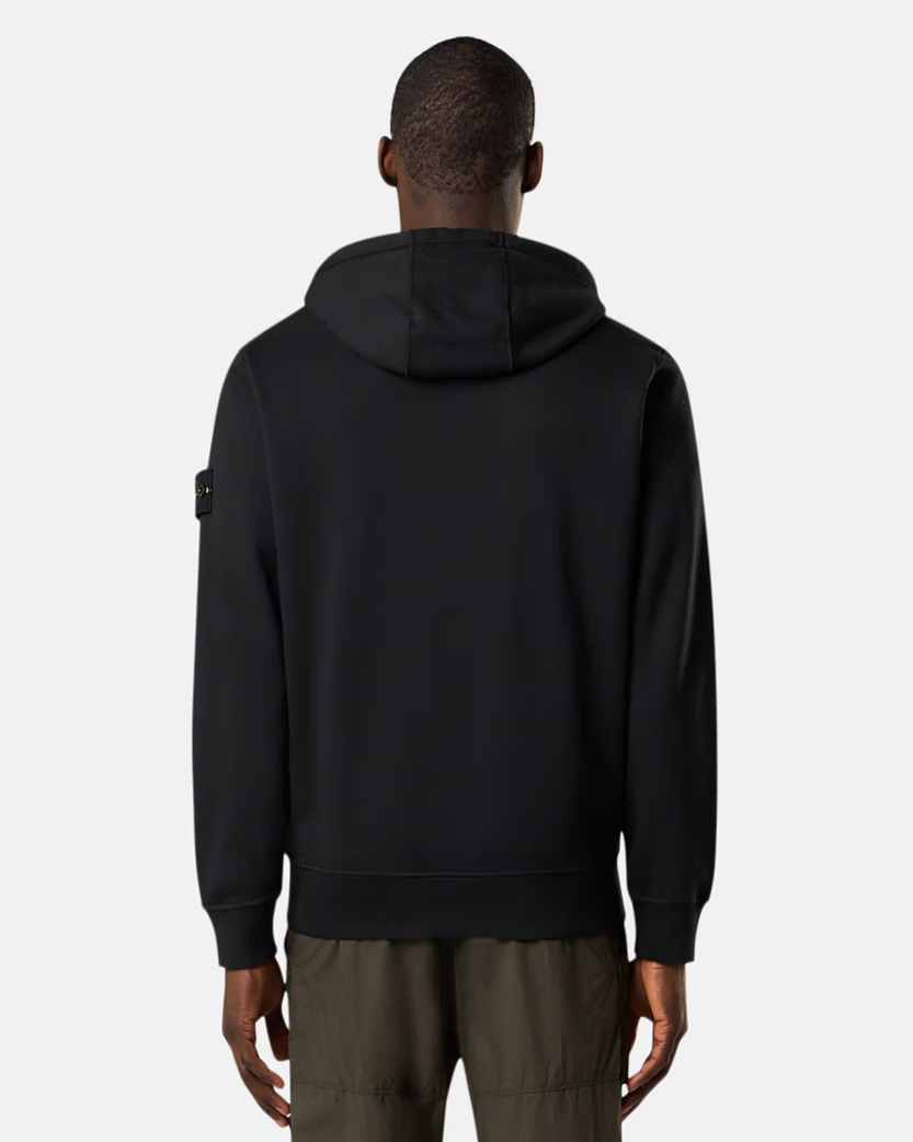 Stone Island 6100042 Organic Cotton Fleece Zip Hoodie Black