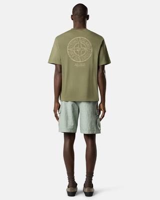 Stone Island 2100001 ORGANIC COTTON JERSEY T-Shirt 'Stone' Print Military Green