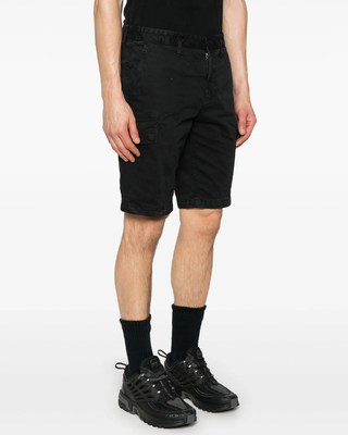 Stone Island L100018 Organic Cotton Stretch Broken Twill 'Old' Effect Shorts Black