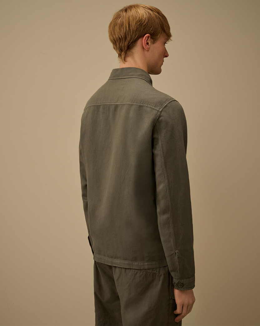 C.P. Company Broken Twill Button Overshirt Gunmetal Grey 20CMOS228A006501G