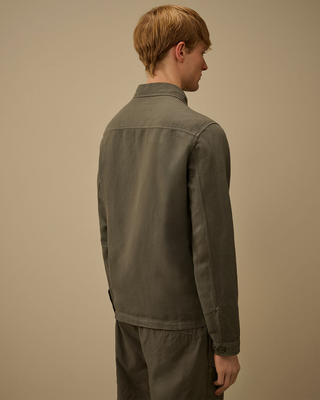 C.P. Company Broken Twill Button Overshirt Gunmetal Grey 20CMOS228A006501G