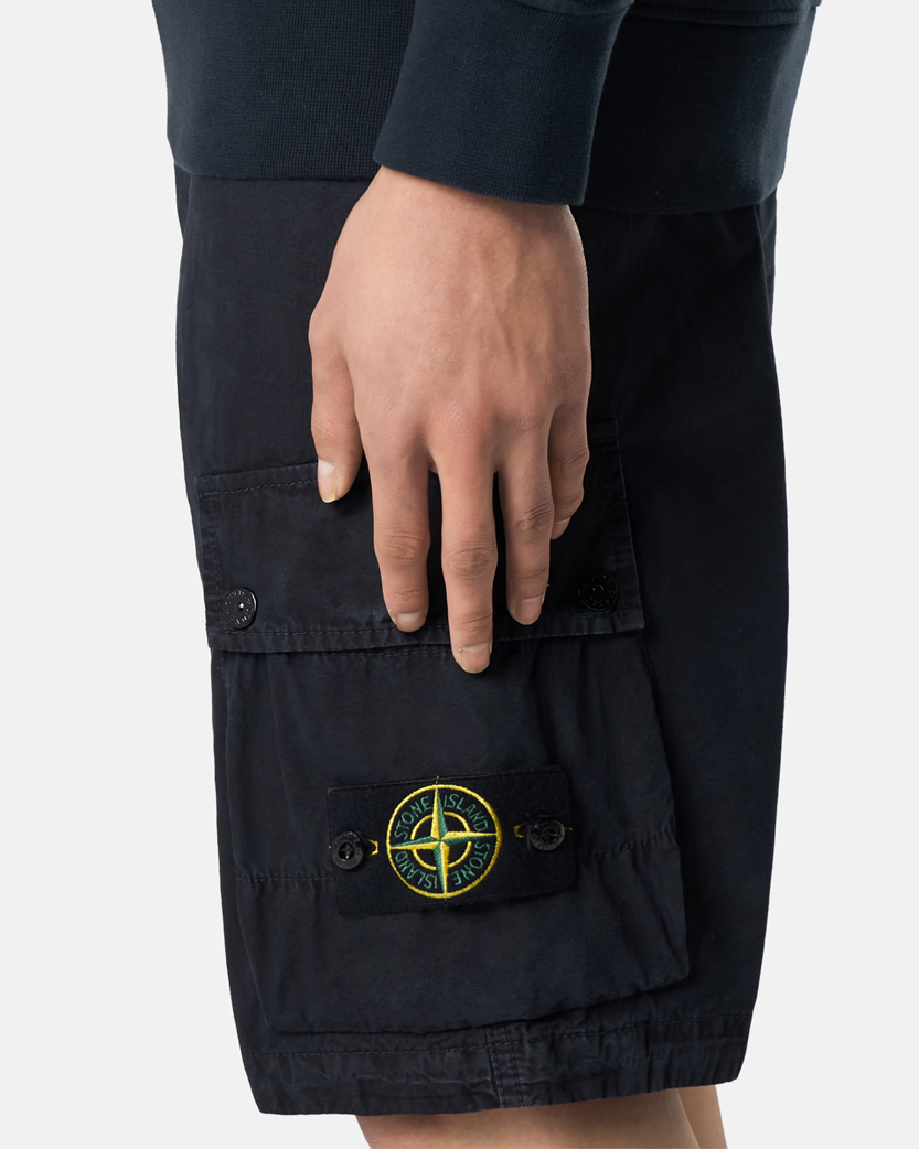 Stone Island L100011 SUPIMA Cotton Twill Stretch-TC Bermuda Shorts Blue