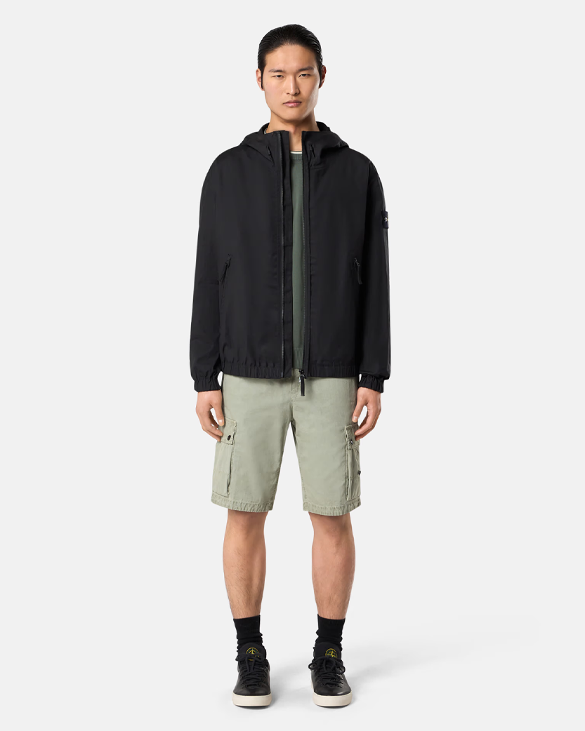 Stone Island 4100079 SUPIMA Cotton Canvas Hooded Jacket Black