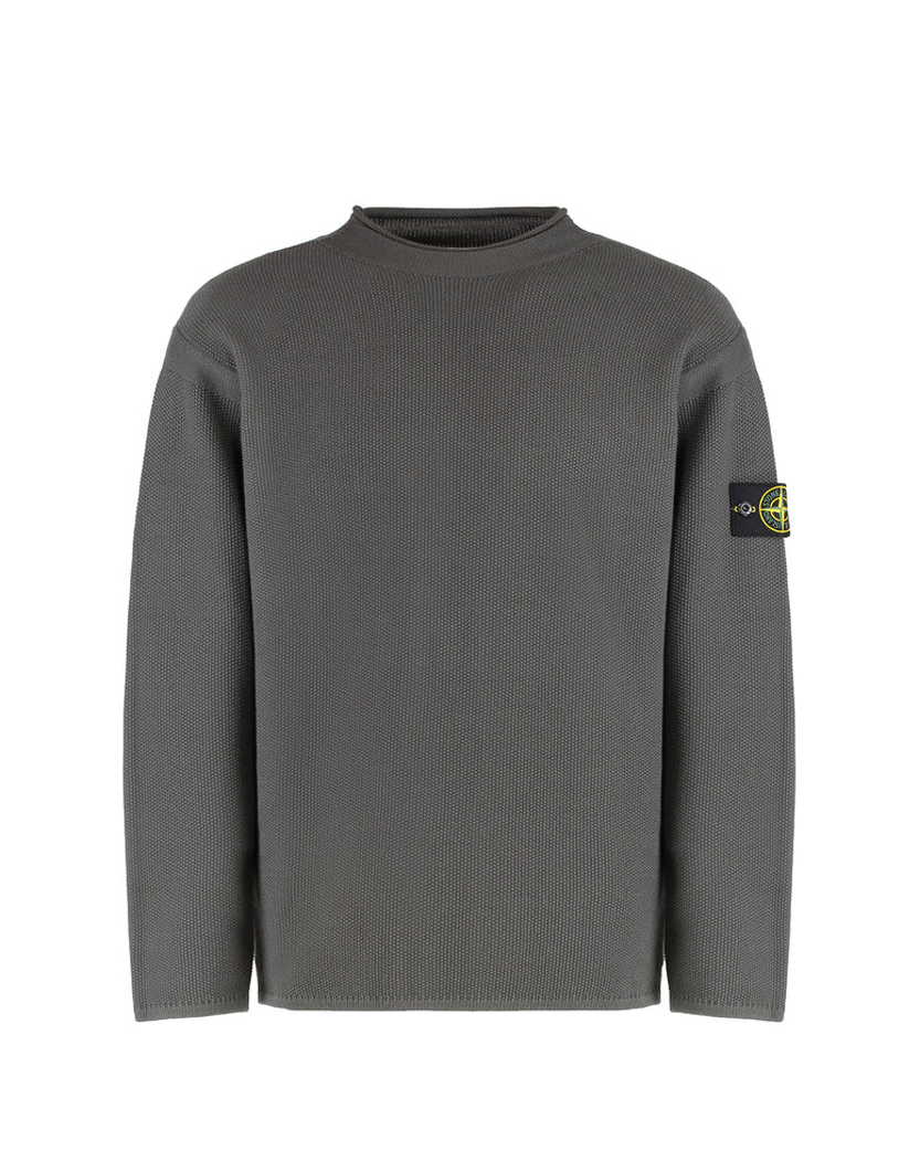 Stone Island 5100063 COTTON NYLON Mock Neck Jumper Lead Grey