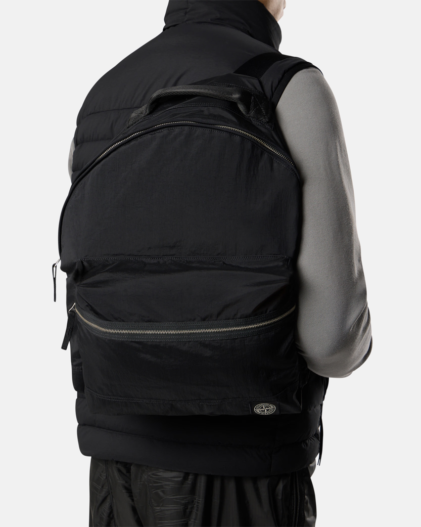 Stone Island 9200014 Coated Nylon Metal Backpack Black