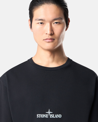 Stone Island 21002RC 24/2 Organic Cotton Jersey T-shirt 'Construction Lines' Print Black