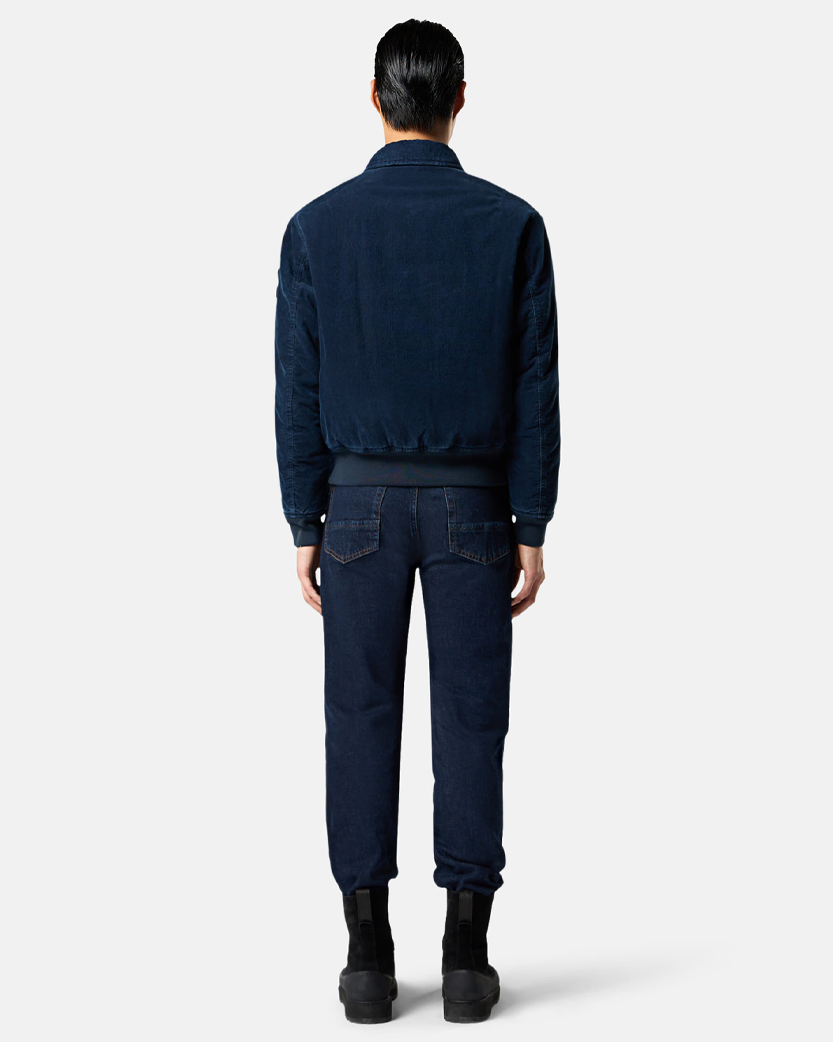 Stone Island 4100123 INDIGO MICRO CORDUROY-RINSED Bomber Jacket Blue
