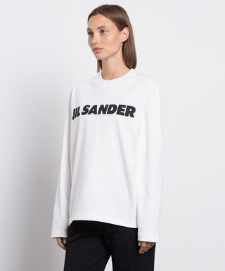 Jil Sander Logo Print Long Sleeve T-shirt White