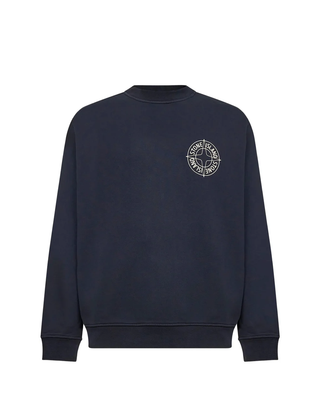 Stone Island 6100001 COTTON FLEECE Sweatshirt ‘Outline Compass’ Print Navy Blue