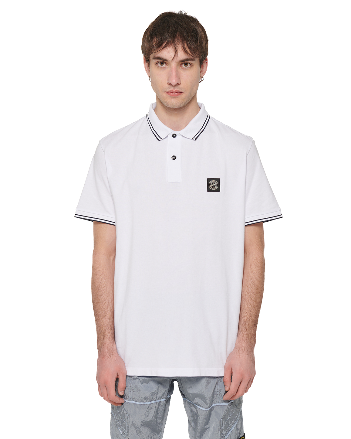 Stone Island 2SC18 Logo Polo Shirt White